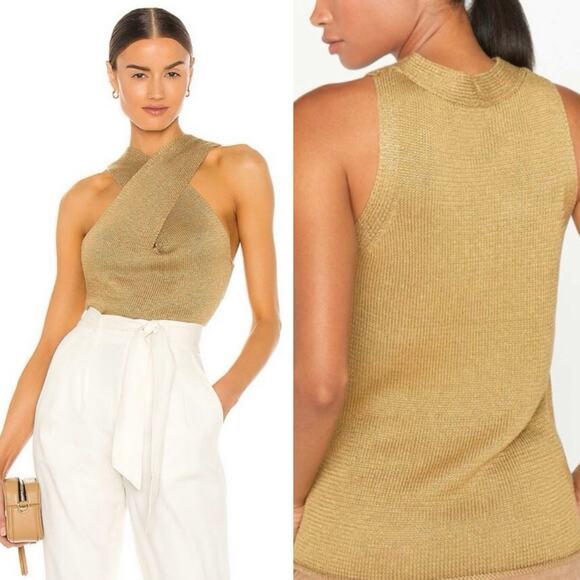 NWT Brochu Walker Ina Wrap Tank In Gold - Picture 1 of 7
